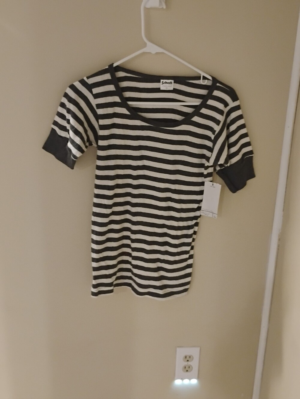 Vintage 1990s 2000s Deadstock New with Tags Schotts Striped Crewneck Tee Shirt